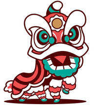 Lion Dance On Chinese New Year. - Vector