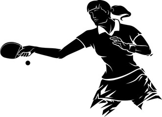 Wall Mural - Female Table Tennis Drive