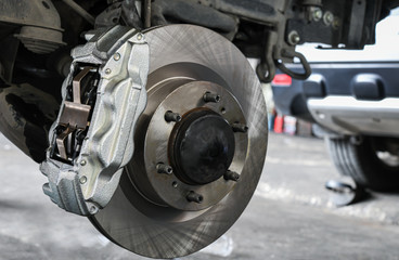 Wall Mural - New car brake system replacement, brake disc, brake caliper.