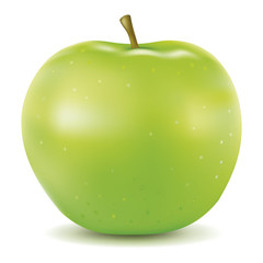 Wall Mural - realistic green apple isolated on white