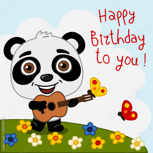 Greeting Card Cute Panda Bear Playing Guitar Song Happy Birthday To You Stock ベクター Adobe Stock Greeting Card Cute Panda Bear Playing Guitar Song Happy Birthday To You Stock ベクター Adobe Stock