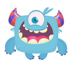 Funny cartoon monster. Vector Halloween illustration