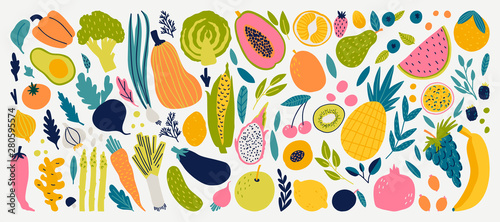 Cuadros en Lienzo Vector colorful food set for your design