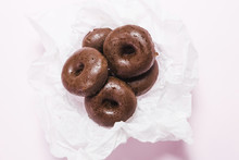Top View Mini Donuts On A Napkin