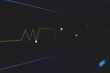 Stock market trading graph and candlestick chart on screen for businese financial investment concept. Economy trends background. Abstract finance and invest background.