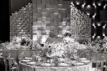 A round wedding table in the pink hall