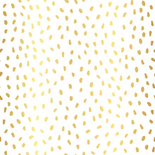 Vector Seamless Pattern With Gold Painted Dots. Shiny Confetti Background.