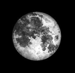 Wall Mural - Moon isolated on black background. Watercolor hand drawn illustration.