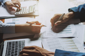 Poster - teamwork business working on desk accounting concept financial in office