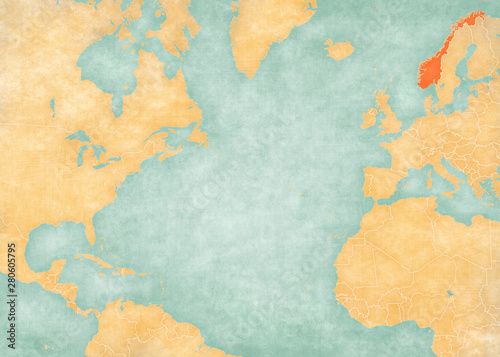 Cuadros en Lienzo Map of North Atlantic Ocean - Norway