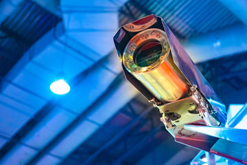 Poster - cctv camera. security at the facility. video surveillance system in the workplace. control of access