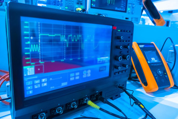 Poster - instrumentation in the laboratory. oscilloscope. radioelectronics. research of parameters of an elec