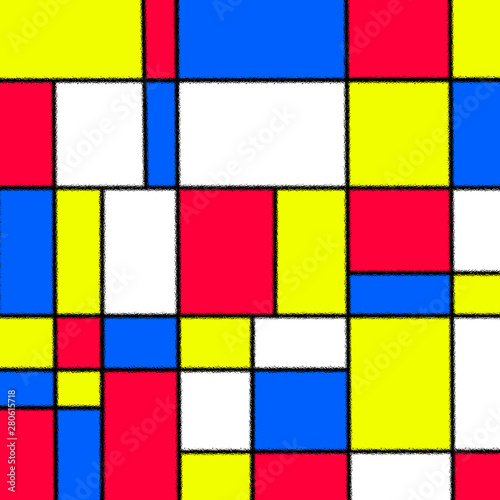 Dekoracja na wymiar  streszczenie-geometryczne-kolorowe-tlo-w-stylu-neoplastycyzmu-sztuka-abstrakcyjna