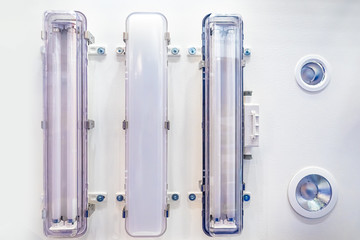 Poster - fluorescent lamp with a transparent plafond. fluorescent lamp with frosted plafond. room lighting. l