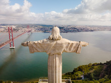 Aerial View Of Cristo Rei Statue, Lisbon, Portugal