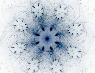 Poster - Abstract fractal background - computer-generated image. Digital art. Converging toward the center of the circles.