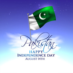 vector festive illustration of independence day in Pakistan celebration on August 14. vector design elements of the national day. holiday graphic icons. National day