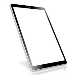 Poster - 3D brandless tablet with empty screen isolated on white background