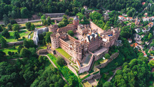 Aerial Capture Of Heidelberg Castle And Old Town