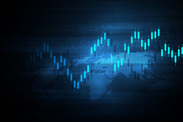 Stock market graph or forex trading chart for business and financial concepts, reports and investment on dark background . Vector illustration