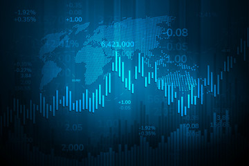 Poster - Stock market graph or forex trading chart for business and financial concepts, reports and investment on dark background . Vector illustration
