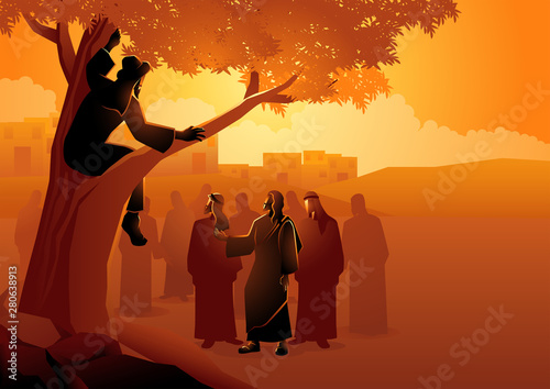 Cuadros en Lienzo Zacchaeus climbed up into a sycamore tree