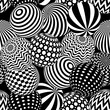 Seamless abstract pattern with spheres in different patterns.
