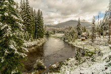 An Alpine River Soon After A Summer Snow Storm With Fresh Snow On The Grass And Cloudy Sky 3, Colorado River, Colorado