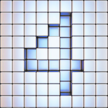 Cube grid Number 4 FOUR 3D