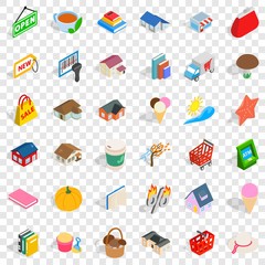 Poster - Wallet icons set. Isometric style of 36 wallet vector icons for web for any design