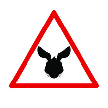 Rabbit Red Triangle Road Sign