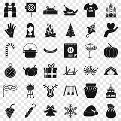 Wall Mural - Holiday icons set. Simple style of 36 holiday vector icons for web for any design