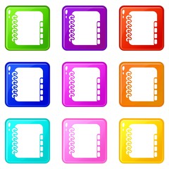 Poster - Notebook telephone book icons set 9 color collection isolated on white for any design