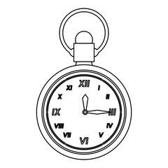 Poster - time clock watch alarm cartoon in black and white