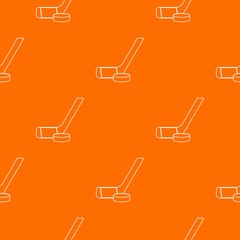 Poster - Stick washer ice hockey pattern vector orange for any web design best