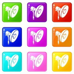 Poster - Professional studio light icons set 9 color collection isolated on white for any design