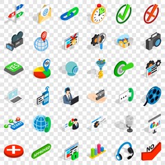 Poster - Science exploration icons set. Isometric style of 36 science exploration vector icons for web for any design