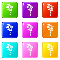 Poster - Movie light icons set 9 color collection isolated on white for any design