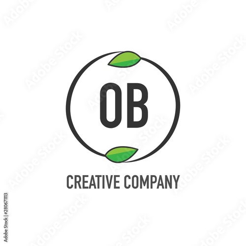 Fotografía Initial Letter OB Creative Green Logo Concept