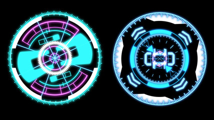 Aufkleber - HUD Futuristic Spin Crosshair Circles User Interface Target Point Monitor Concept. Abstract Rotate UI Gadget Element Hi Technology Illustration.