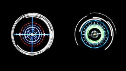 Aufkleber - HUD Futuristic Spin Crosshair Circles User Interface Target Point Monitor Concept. Abstract Rotate UI Gadget Element Hi Technology Illustration.
