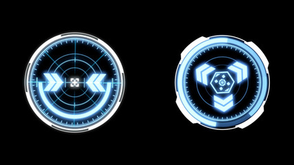 Aufkleber - HUD Futuristic Spin Crosshair Circles User Interface Target Point Monitor Concept. Abstract Rotate UI Gadget Element Hi Technology Illustration.