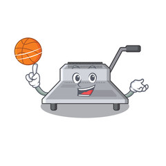 Poster - With basketball binding machine isolated in the mascot