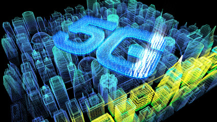Poster - Futuristic holographic 5G digital wireless high speed fifth innovative generation for cellular network connectivity, high speed Internet broadband network