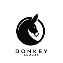 Donkey Animal Black Logo Icon Design Vector Illustration