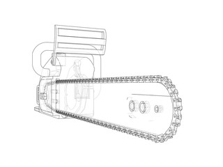 Poster - chain saw. vector rendering of 3d