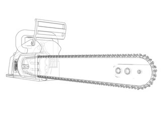 Poster - chain saw. vector rendering of 3d