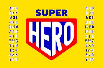 Poster - comics super hero style font design, alphabet letters and numbers