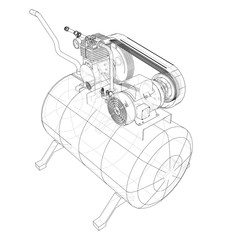 Poster - outline air compressor. vector