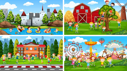 Sticker - Set of scenes in nature setting